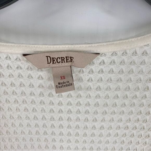 Decree Cream Open-Front Textured Short Sleeve Cardigan size XS - Picture 2 of 3